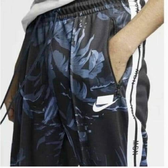 Nike Sportswear Mens Blocked Logo Floral Track Pants Blue Medium RARE - Picture 2 of 12